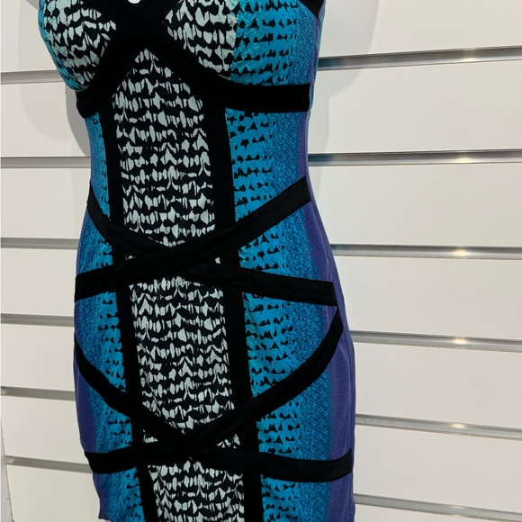Y2k‎ style Rampage Strapless Blue and Black Patterned Dress - Picture 7 of 8